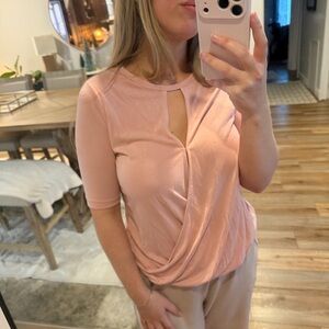 Banana Republic Blush Pink Keyhole Blouse Modal